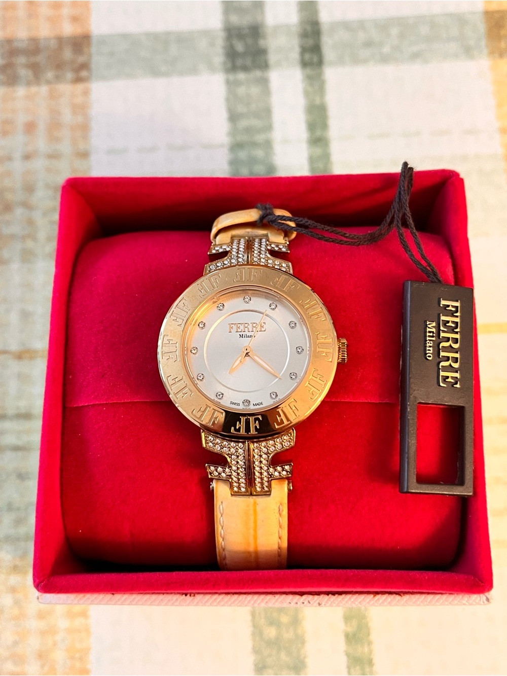 Ferre Milano Women’s Gold Tone Stainless Steel Diamond  Watch Brand New